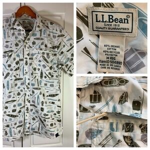 LL‎ Bean Organic Novelty Shirt Mens Large Short Sleeve Cotton Outdoorsy Gorpcore